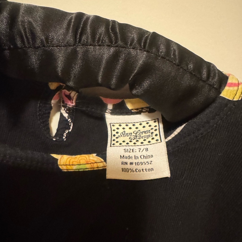 Ann Loren Girls Black Floral Ruffle Shirt & Leggings Set Zebra Ribbon - Picture 3 of 5